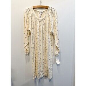 Aria Long Sleeve Nightgown 100% Cottom Yellow With Blue Flowers Grandmacore